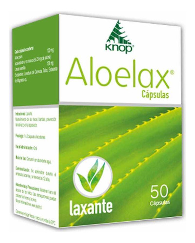 Imagen 1 de 5 de Laxante Aloelax, Rápido, Efectivo Y Natural 50 Cápsulas