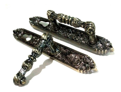 Manillas Puerta Principal Colonial Tono Bronce F/m Y M/m
