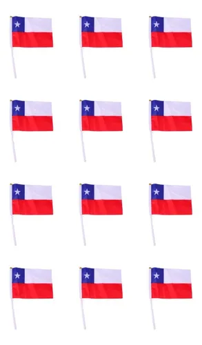 comprar Set 12 Banderas Chilena 20x30 Cm Chile Fiestas Patrias