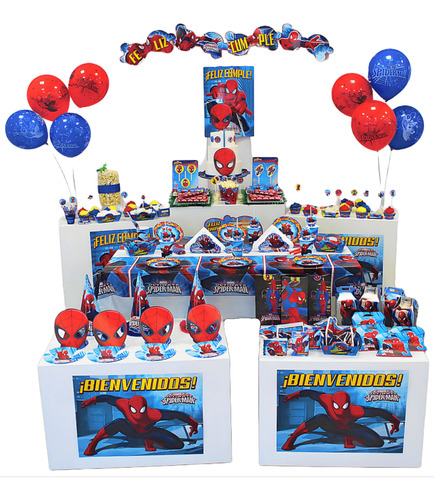 Set Decoracion Hombre Araña Kit Feliz Cumpleaños