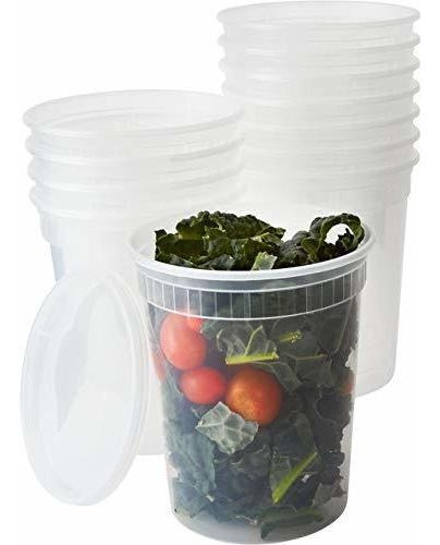 Envases De Plástico Con Tapas De 32 Oz, Sin Bpa, Grado Deli,