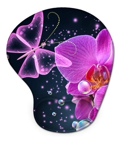 Mouse Pad Ergonomico Con Reposamunecas - Mariposa Violeta