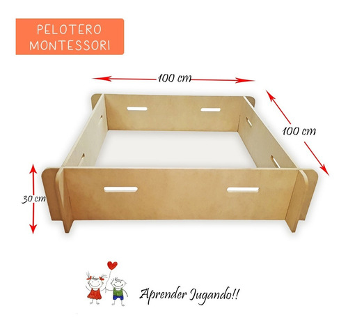 Imagen 2 de 3 de Pelotero Corralito Corral De Madera 100x100x30cm