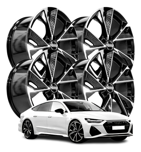 Jogo 4 Rodas 20 Audi Rs7 A3 A4 Preta + Pneus 235/35r20