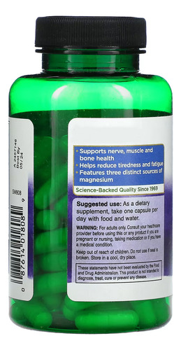 Complexo Triplo De Magnésio 400mg 100 Cápsulas Swanson
