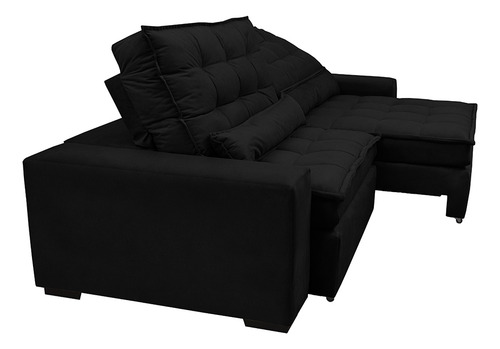 Sofá Retrátil e Reclinável com Molas Ensacadas Cama inBox Gold 2,32m Tecido Suede Velusoft Preto