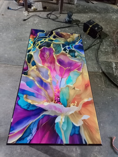 Mesa Auxiliar Estampado Flores Negro