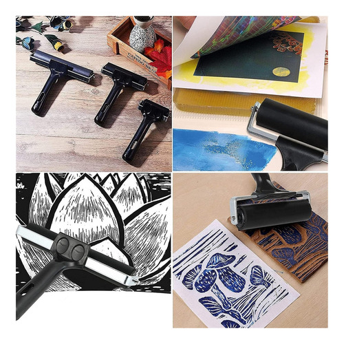 B Rodillo Entintar Sellos Goma Serigrafia Linoleo 10cm+6cm