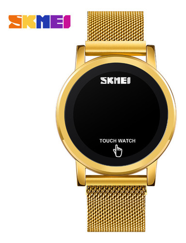 Reloj Electrónico Casual Para Hombre Con Led Dorado