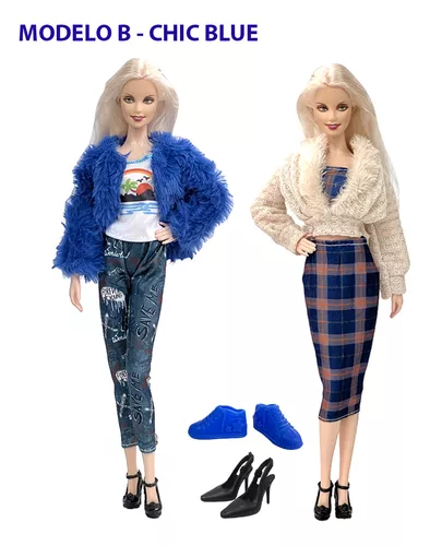 Coleção FASHION CHIC : Roupinha Para Barbie + 2 Pares De