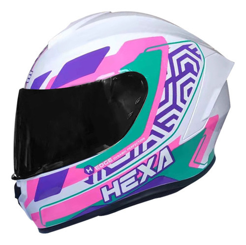 Casco Moto Edge Frankie Hexa Integral Mujer Dot Color Blanco/Rosa Talla L-(59-60-cm) Tamaño del casco L
