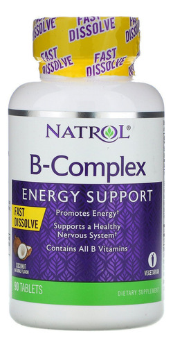 Natrol Complejo B Complex Rapida Absorción 90 Tabletas Sabor Coco