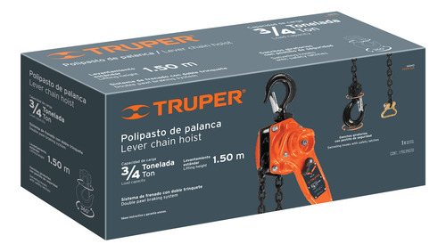 Aparejo Polipasto De Palanca 3/4ton Elevacion 1.5 Mts Truper