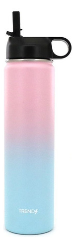 Botella Térmica Trendy 500ml Diseño Moderno Y Práctico Rosa Con Celeste