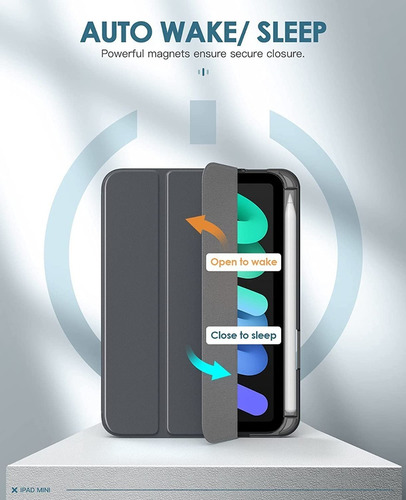 Imagen 6 de 10 de Dadanism Smart Case iPad Mini 6 Protector C/ Portalapiz Gray