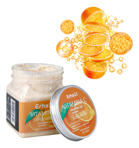 Exfoliante Corporal Diler De 350ml Fórmula Con Colágeno Y Ácido Hialurónico Para Piel Suave Limpia Y Revitalizada De Uso Diario O Semanal Vitamina C Aroma Naranja