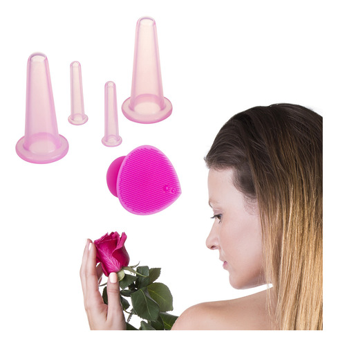 Set De Terapia Con Ventosas Sandine Silky Skin Con Cepillo E