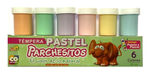 Témpera Escolar Parchesitos Pastel X 6 Colores 