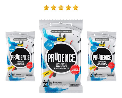 Kit Preservativo Sensitive Retardante Com 9 Uni Prudence