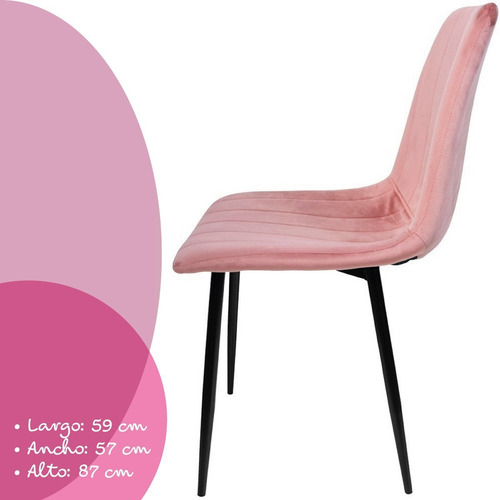 Imagen 2 de 8 de Set 2 Sillas Eames Tapizado Terciopelo Vintage Comedor Sala
