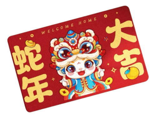 Alfombra Para Puerta De Año Nuevo Danza Del León 50cmx80cm