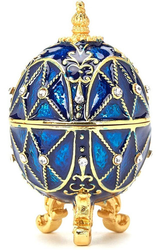 Paiq Azul Real Del Huevo De Faberge Hecho A Mano Único Decor