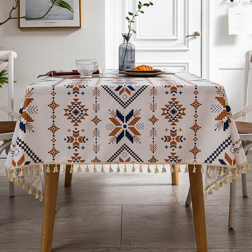 Mantel De Mesa Con Borlas, Impermeable, Poliéster, Para Cena