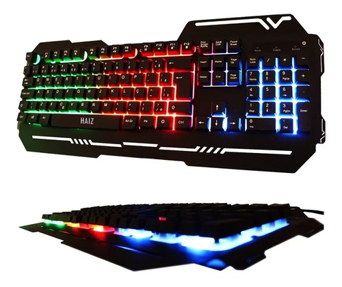 Teclado Gamer Iluminação Led Base De Metal Haiz-539