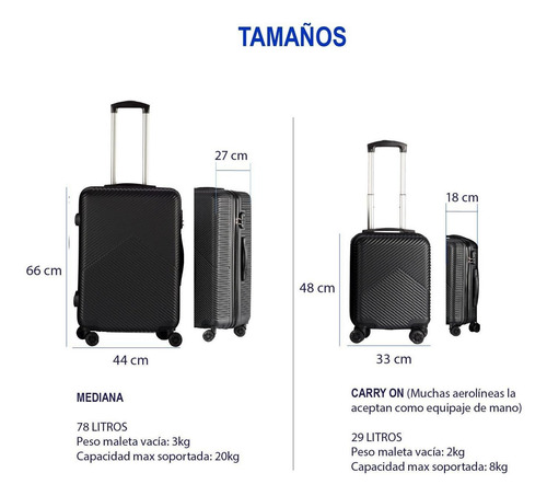 Imagen 2 de 8 de Set Kit 2 Maletas Viaje Nomad Abs Mediana Carry On 4 Ruedas