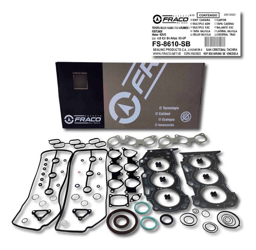 Kits Juego Empacaduras 4runner 4.0 1gr 2011 2012 2013 2014 