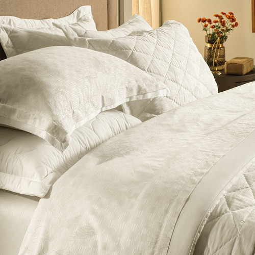 Conjunto Roupa Cama Clarissa Casal 300 Fios 4 Peças Karsten Branco/prata Liso