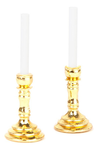 2 Uds 1:12 Casa De Muñecas Mini Velas Candelabros De Mesa