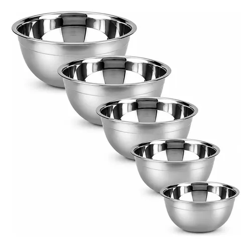 Kit 5 Tigelas Bowls  Em Aço Inox Saladeira Alta Qualidade Inox