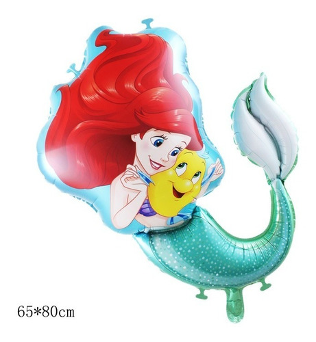 Set Globos Metalizado La Sirenita X5 + 12 Globos R12 Latex