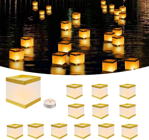 Faroles Flotantes, 20 Piezas, Farol Para Velas, Cuadrado