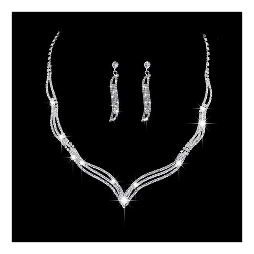 Conjunto Colar E Brinco Luxuoso Noiva Festa Casamento Strass