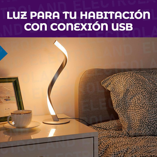 Lámpara De Escritorio Led Curva Moderna Mesa En Espiral Usb