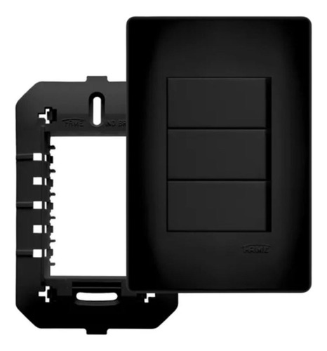 Interruptor Triplo Simples 4x2 Black Preto Fosco Fame