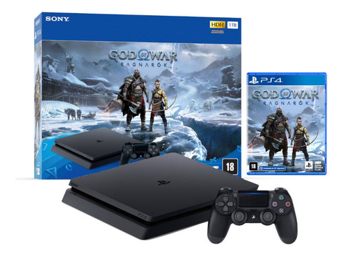 Console Sony Ps4 Slim 1tb + Jogo God Of War Ragnarok Cor Preto