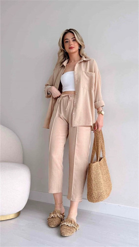 A Conjunto Piezas Con Pantalones Harén Y Camisa Informal