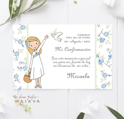 Imagen 7 de 10 de Estampas Confirmación Tarjetas Nenas Horizontal X 3u