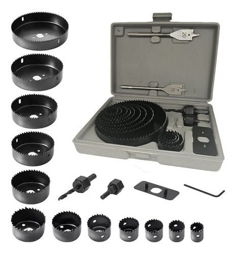 Kit Broca Perforadora Sierra Sacabocado Madera Copa Circular 18pzs