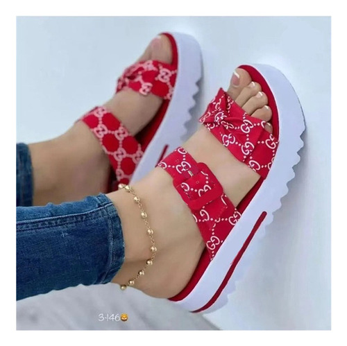 Sandalias Con Plataforma Y Lazo Con Estampado De Palabras