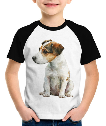 Camiseta Raglan Infantil Cachorro Jack Russell Terrier