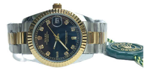 Reloj Dama Date Just Combinado Fondo Black Cuarzo  (Reacondicionado)
