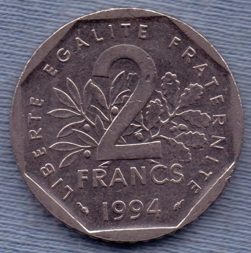 Francia 2 Francs 1994 * Enorme * Libertad *