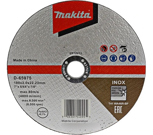 Disco Abrasivo Corte De Acero Inox 7''   50 Unidades Makita