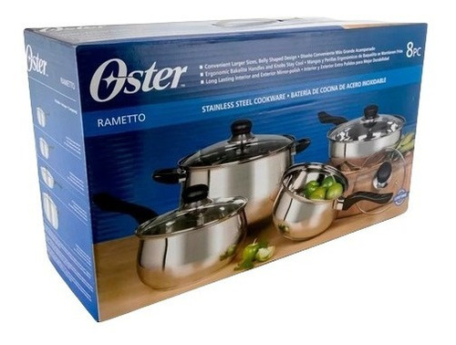Imagen 2 de 2 de Batería Profesional Oster 8 Piezas Antiadherente Rametto