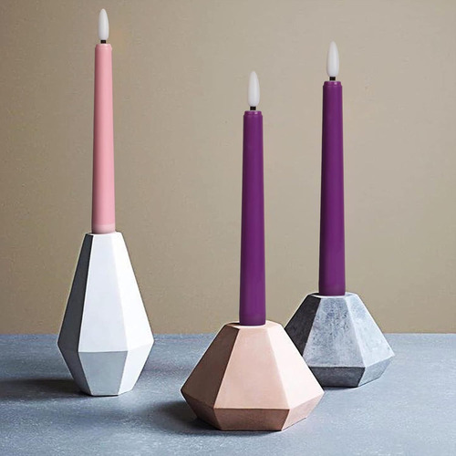 Velas De Adviento Sin Llama, Color Morado Y Rosa, 8 Pulgadas