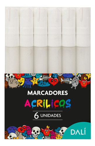 Marcador Acrilico Blanco X6 